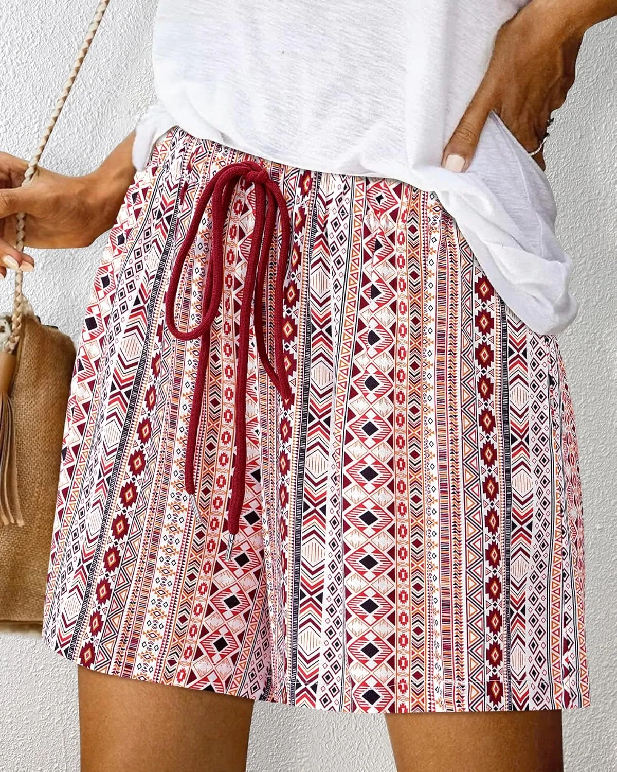 BTFBM Womens Boho Summer Shorts Beach Vacation Clothes 2025 Elastic Waist Casual Printed Loose Short Lounge Pant Pockets