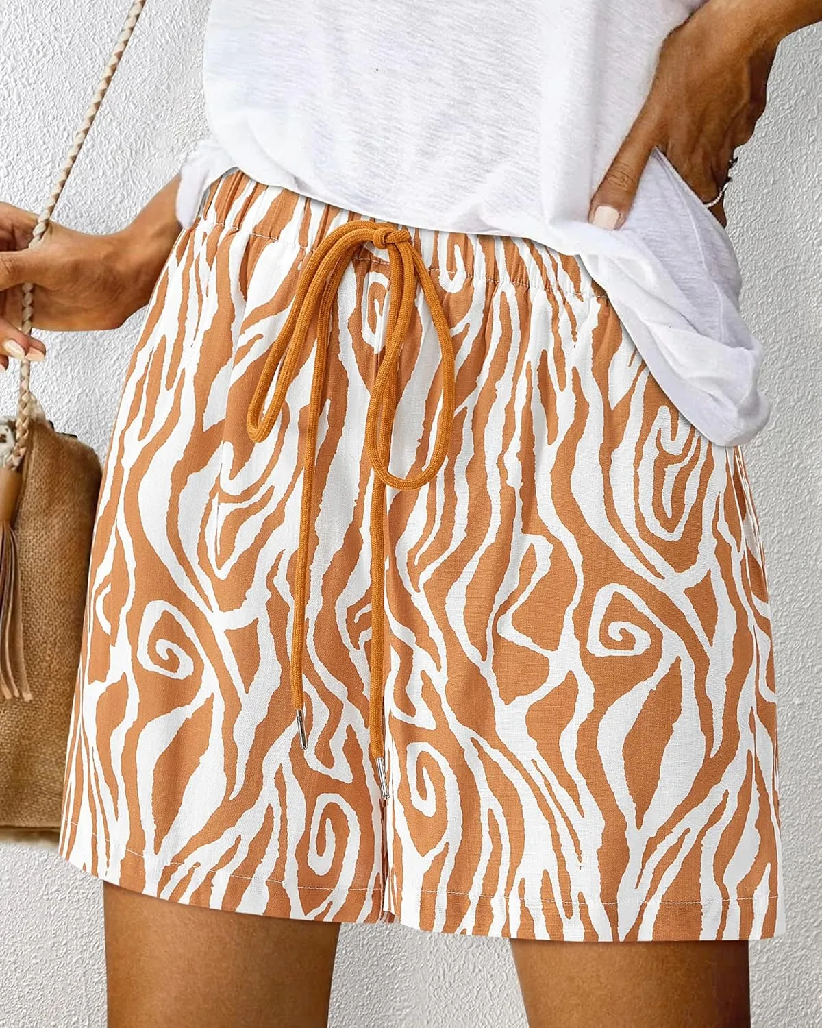 BTFBM Womens Boho Summer Shorts Beach Vacation Clothes 2025 Elastic Waist Casual Printed Loose Short Lounge Pant Pockets