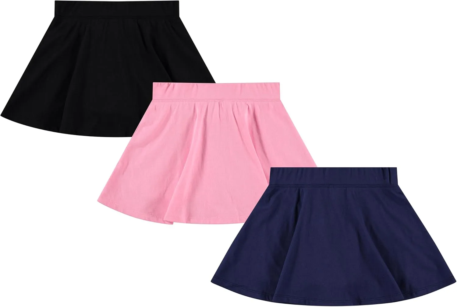 BTween 3 Pack Skorts for Girls - Kids Scooter Skirts - Skirt Layered Shorts