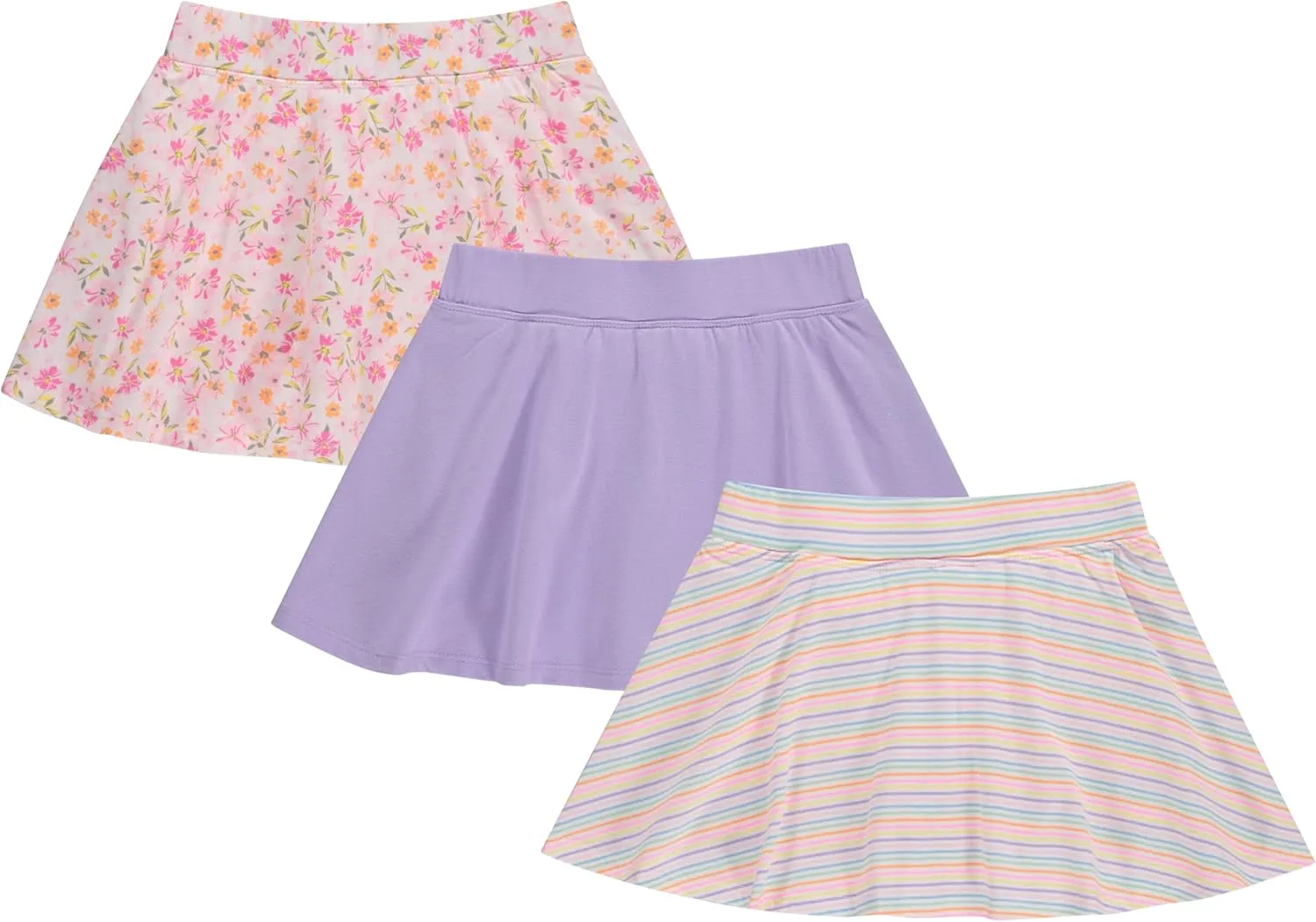 BTween 3 Pack Skorts for Girls - Kids Scooter Skirts - Skirt Layered Shorts