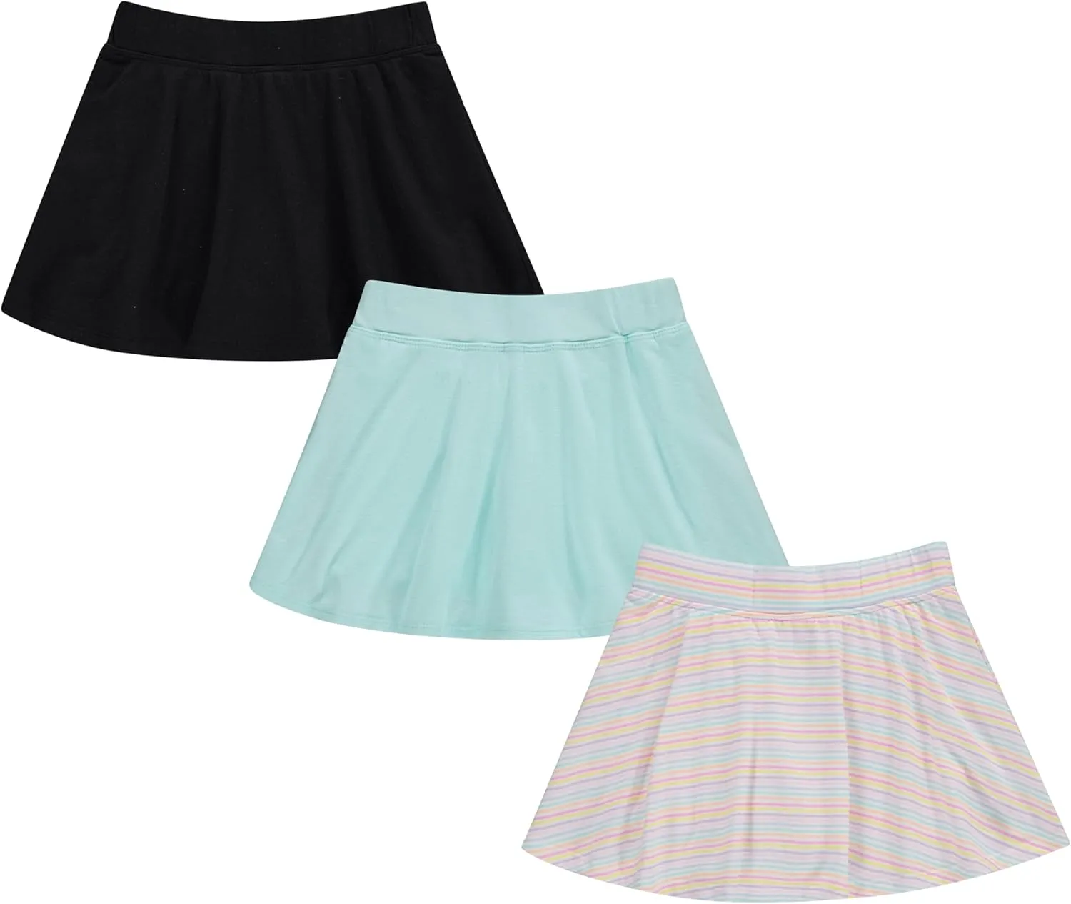 BTween 3 Pack Skorts for Girls - Kids Scooter Skirts - Skirt Layered Shorts