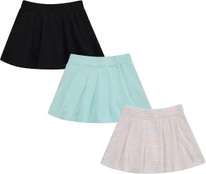 BTween 3 Pack Skorts for Girls - Kids Scooter Skirts - Skirt Layered Shorts