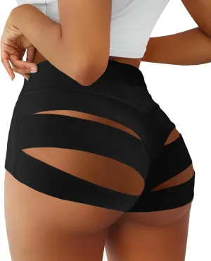 BZB Women's Cut Out Yoga Shorts Scrunch Booty Hot Pants High Waist Gym Workout Active Butt Lifting Sports Leggings