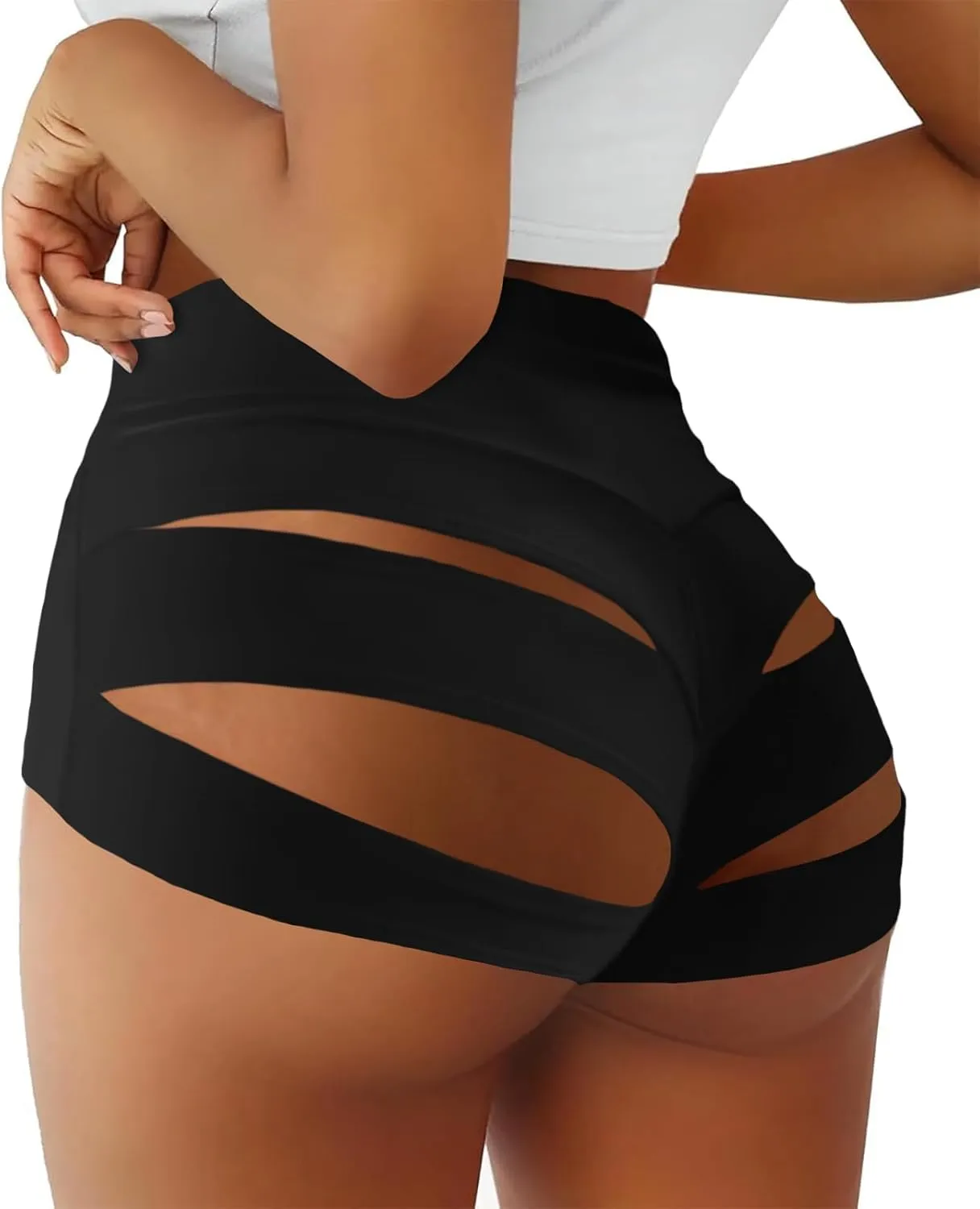 BZB Women's Cut Out Yoga Shorts Scrunch Booty Hot Pants High Waist Gym Workout Active Butt Lifting Sports Leggings