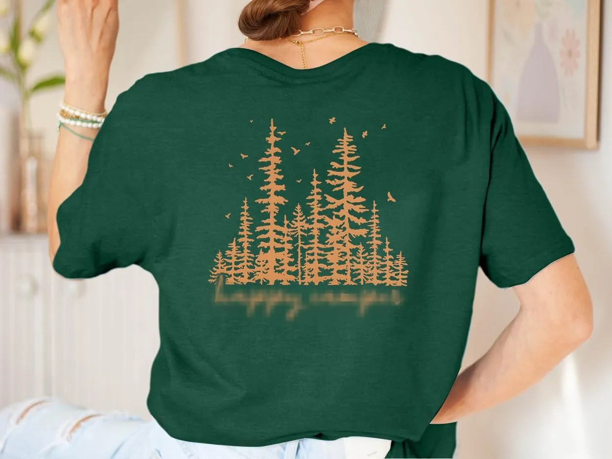 Camping Shirts Hiking Adventure T-Shirt: Camper Gifts Tops Women Vintage Mountain Nature Graphic Tees Short Sleeve Outfit