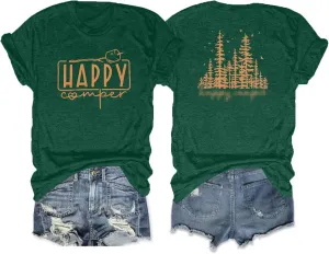 Camping Shirts Hiking Adventure T-Shirt: Camper Gifts Tops Women Vintage Mountain Nature Graphic Tees Short Sleeve Outfit