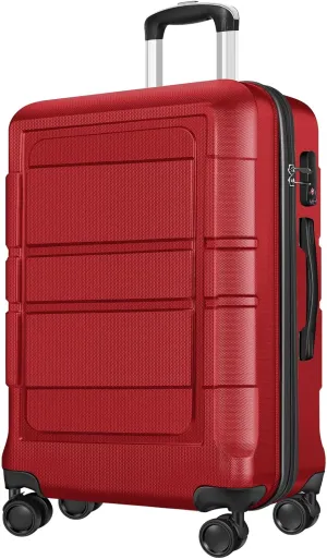 Carry On Luggage 22x14x9 Airline Approved, Suitcase with Spinner Wheels (20 Inch, Red)