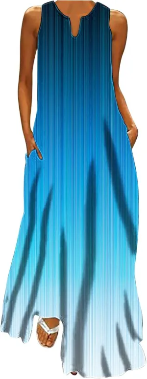 Ceboyel Womens Floral Summer Maxi Dress Flowy Casual Sundress Sleeveless Long Dresses Trendy Boho Ladies Clothing 2023