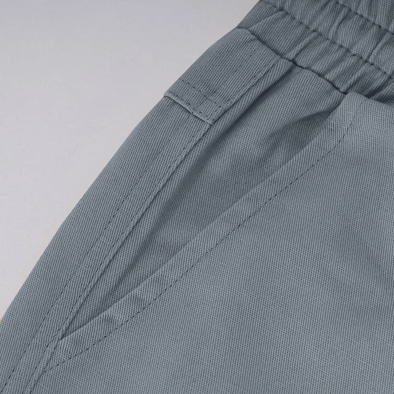 Cotton Cargo Shorts Men Elastic Waist Relax Durable Multiple Pockets Casual Outdoor Travel Summer Breathable