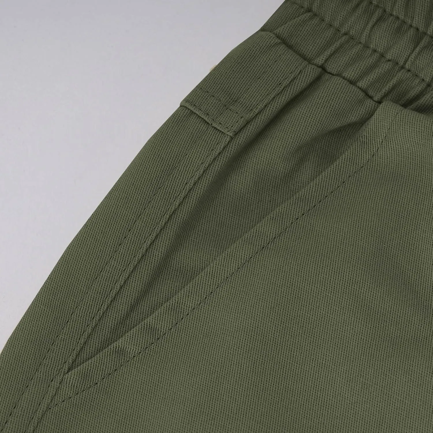 Cotton Cargo Shorts Men Elastic Waist Relax Durable Multiple Pockets Casual Outdoor Travel Summer Breathable