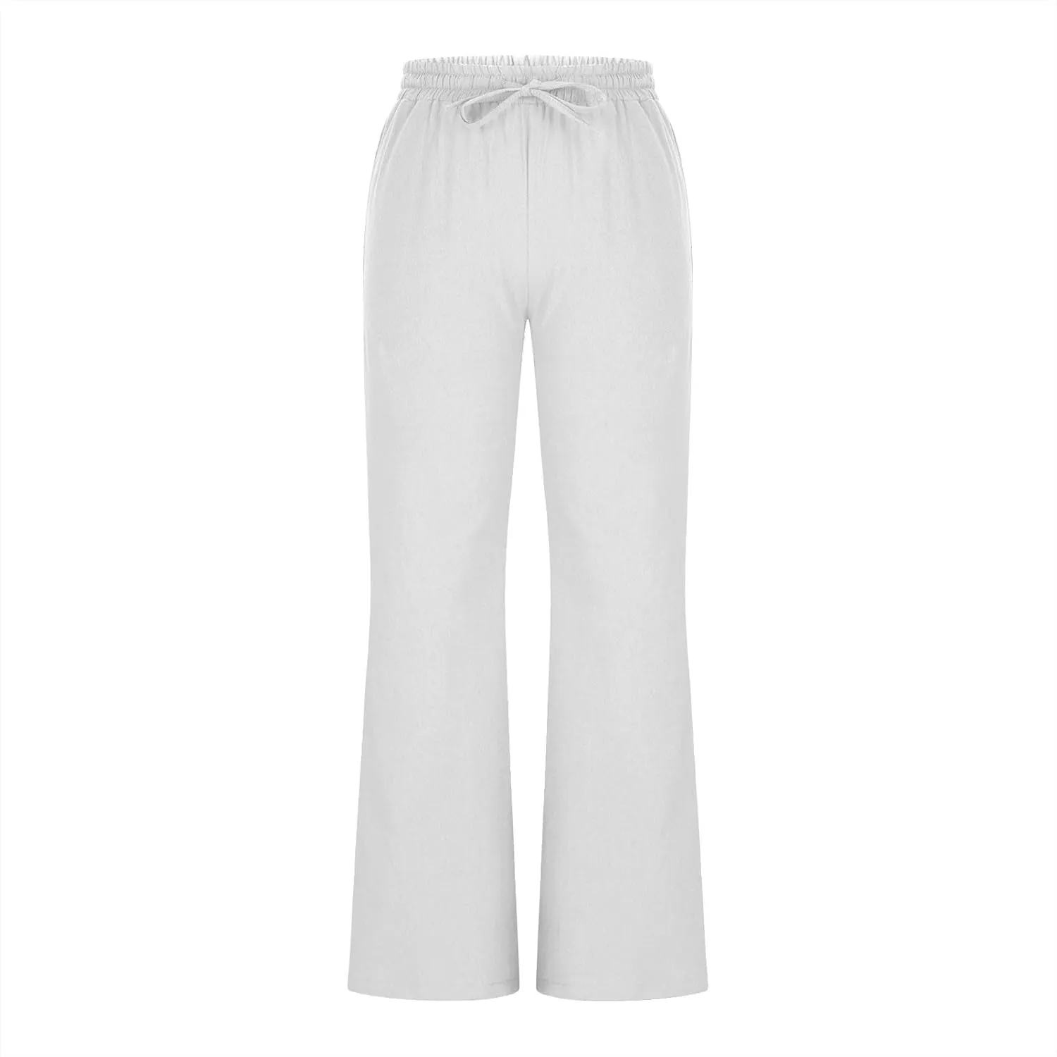 Cotton Linen Pants Women Summer Drawstring Plus Size Linen Pants for Women Casual Baggy High Waisted Pants Trousers
