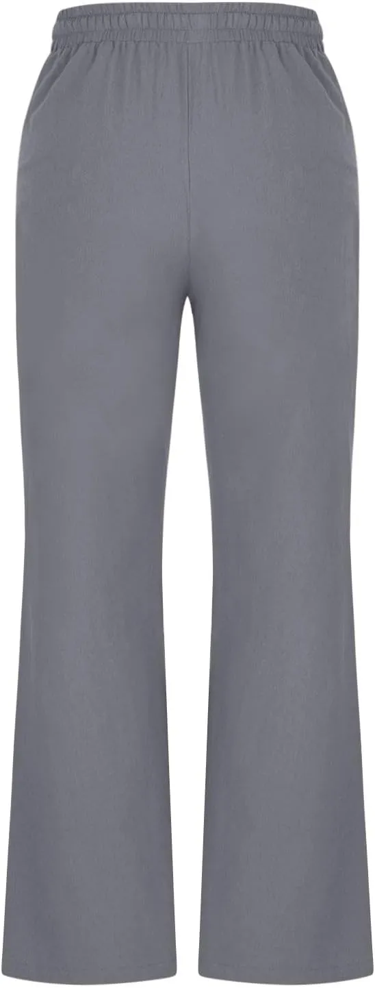 Cotton Linen Pants Women Summer Drawstring Plus Size Linen Pants for Women Casual Baggy High Waisted Pants Trousers
