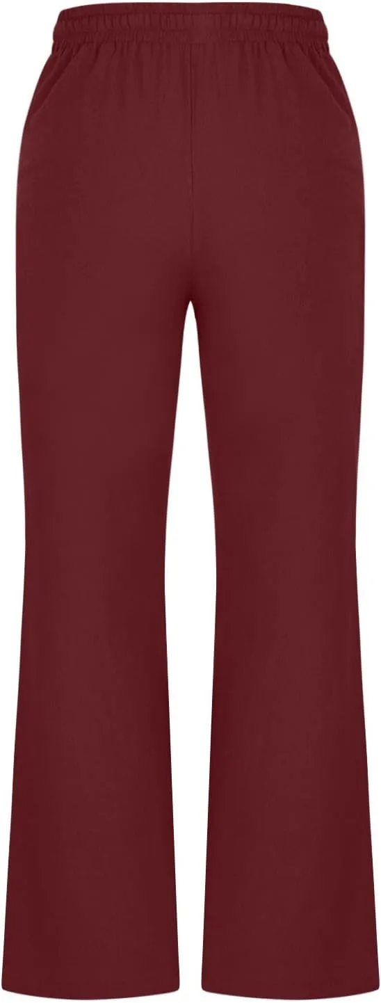 Cotton Linen Pants Women Summer Drawstring Plus Size Linen Pants for Women Casual Baggy High Waisted Pants Trousers