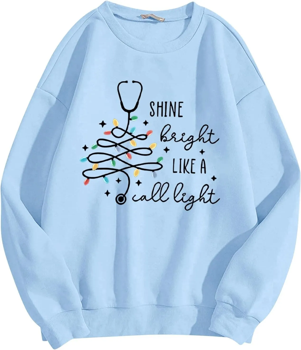 Crewneck Hoodies for Women Christmas Printed Sweatshirts Trendy Loose Pullover Long Sleeve Tops Oversized Clothes
