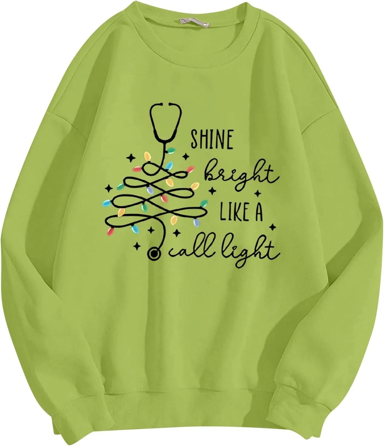 Crewneck Hoodies for Women Christmas Printed Sweatshirts Trendy Loose Pullover Long Sleeve Tops Oversized Clothes