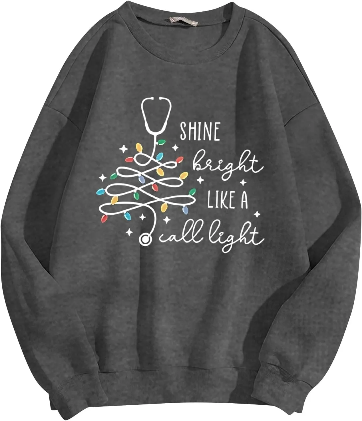 Crewneck Hoodies for Women Christmas Printed Sweatshirts Trendy Loose Pullover Long Sleeve Tops Oversized Clothes