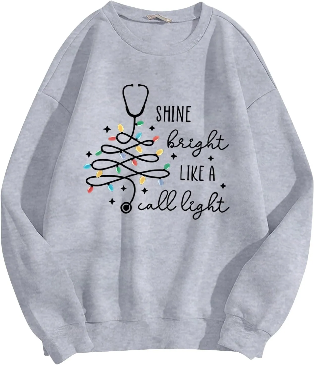 Crewneck Hoodies for Women Christmas Printed Sweatshirts Trendy Loose Pullover Long Sleeve Tops Oversized Clothes