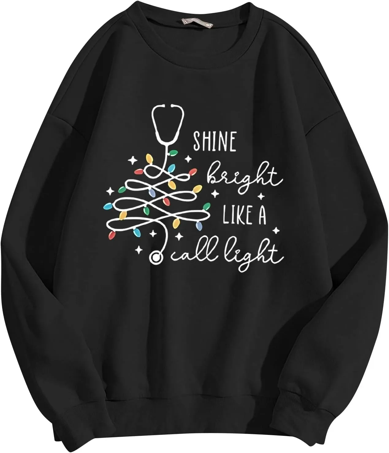 Crewneck Hoodies for Women Christmas Printed Sweatshirts Trendy Loose Pullover Long Sleeve Tops Oversized Clothes