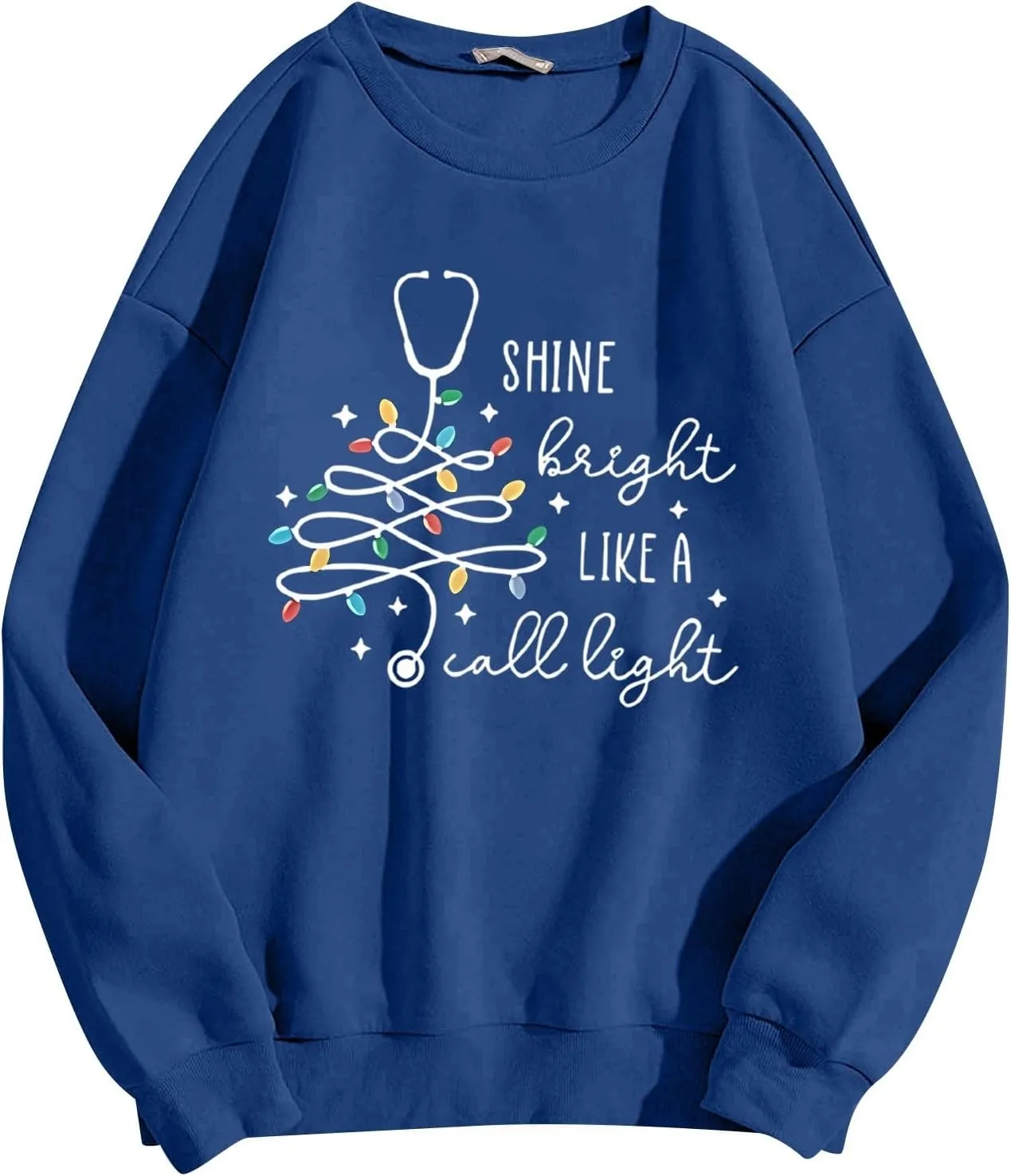 Crewneck Hoodies for Women Christmas Printed Sweatshirts Trendy Loose Pullover Long Sleeve Tops Oversized Clothes