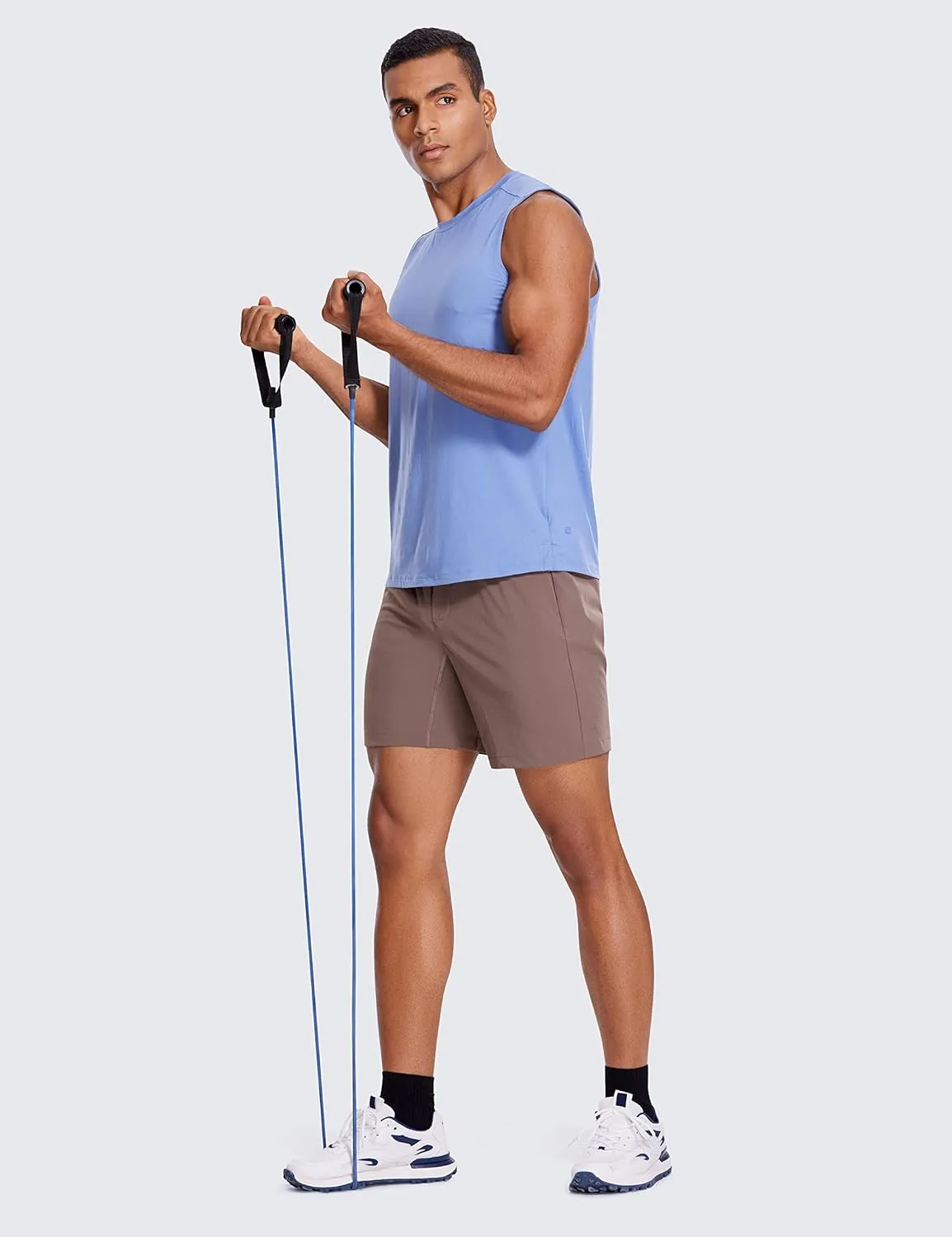 CRZ YOGA Men's Linerless Workout Shorts - 7'' Quick Dry for Running Sports Athletic Gym with Pockets