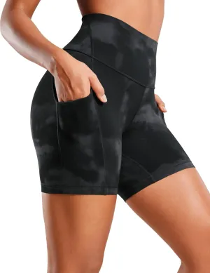 CRZ YOGA Womens Butterluxe Biker Shorts with Pockets 5 Inches - High Waisted Volleyball Workout Athletic Yoga
