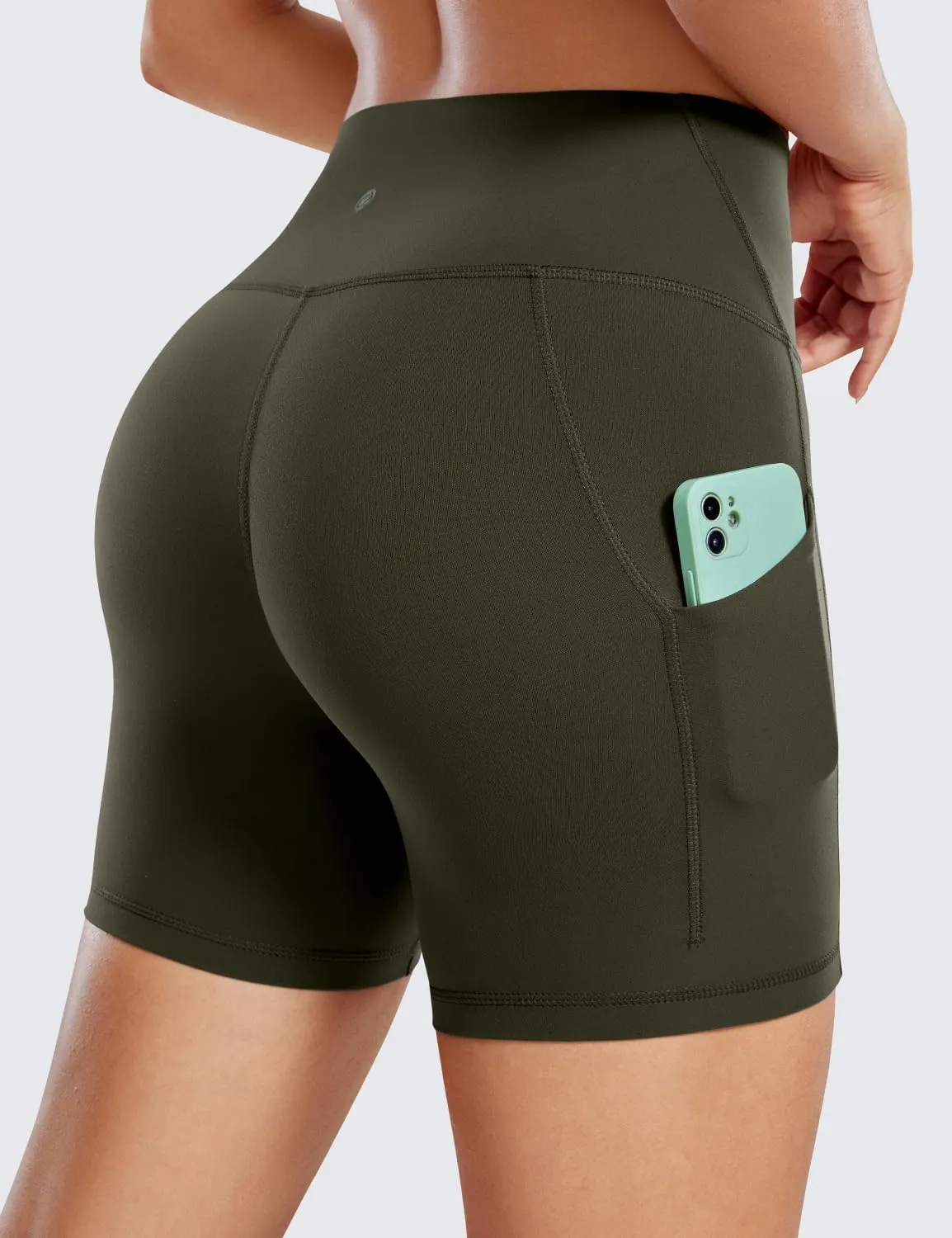 CRZ YOGA Womens Butterluxe Biker Shorts with Pockets 5 Inches - High Waisted Volleyball Workout Athletic Yoga