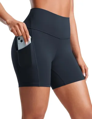 CRZ YOGA Womens Butterluxe Biker Shorts with Pockets 5 Inches - High Waisted Volleyball Workout Athletic Yoga