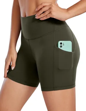 CRZ YOGA Womens Butterluxe Biker Shorts with Pockets 5 Inches - High Waisted Volleyball Workout Athletic Yoga