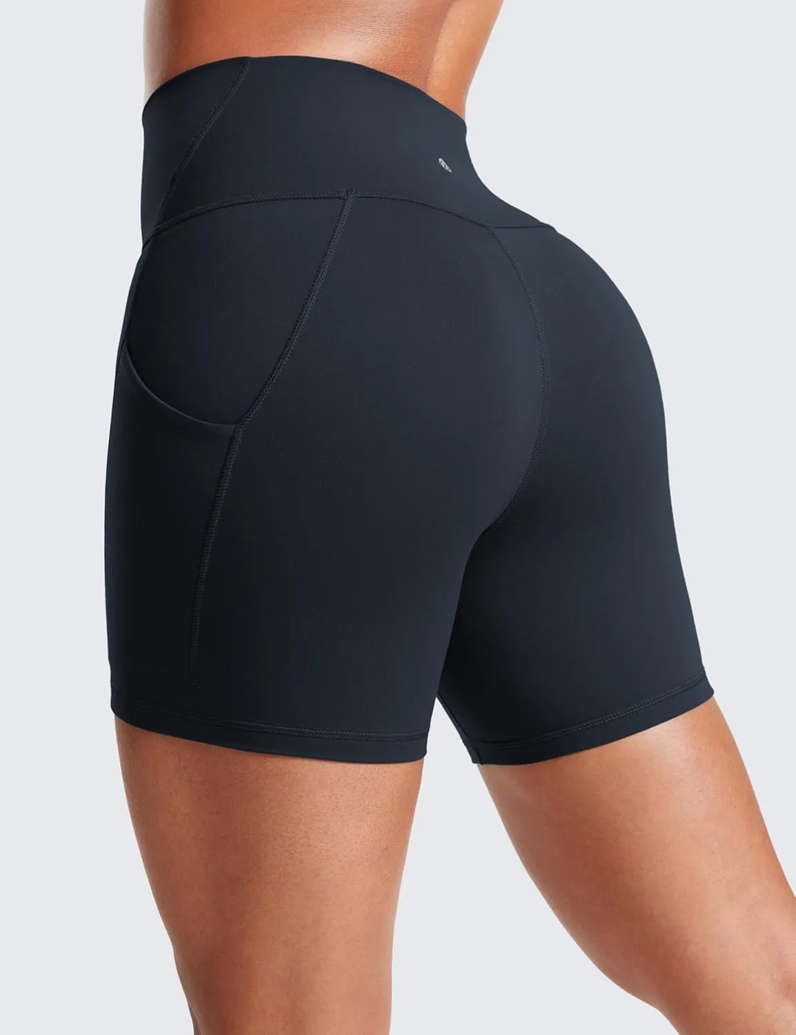 CRZ YOGA Womens Butterluxe Biker Shorts with Pockets 5 Inches - High Waisted Volleyball Workout Athletic Yoga