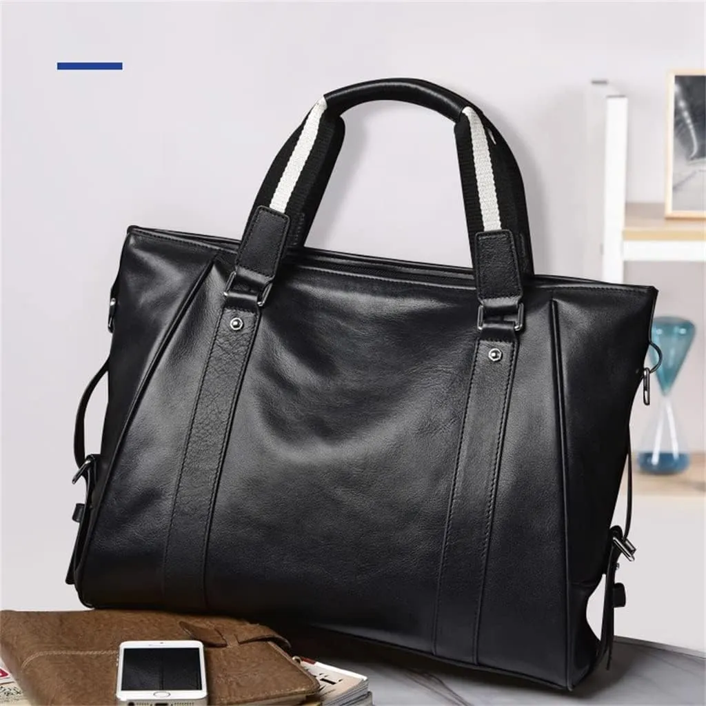 CSCDD Handbag Leather Bag Horizontal Computer Bag Men's Business Trip Business Large Capacity Briefcase