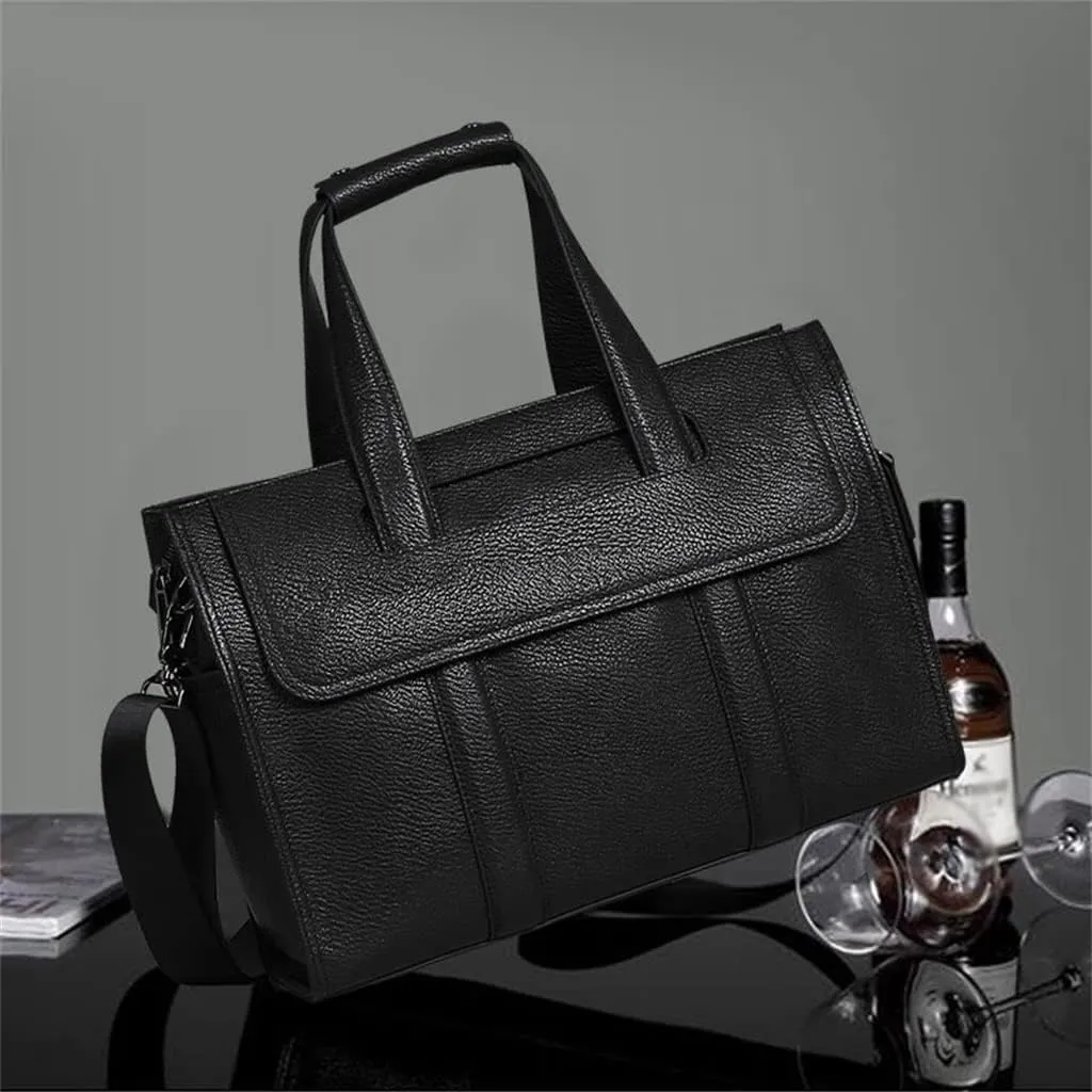 CSCDD Men's Bag Leather Handbag Cowhide Computer Bag 15.6 Inch Business Large Capacity Briefcase Crossbody Bag