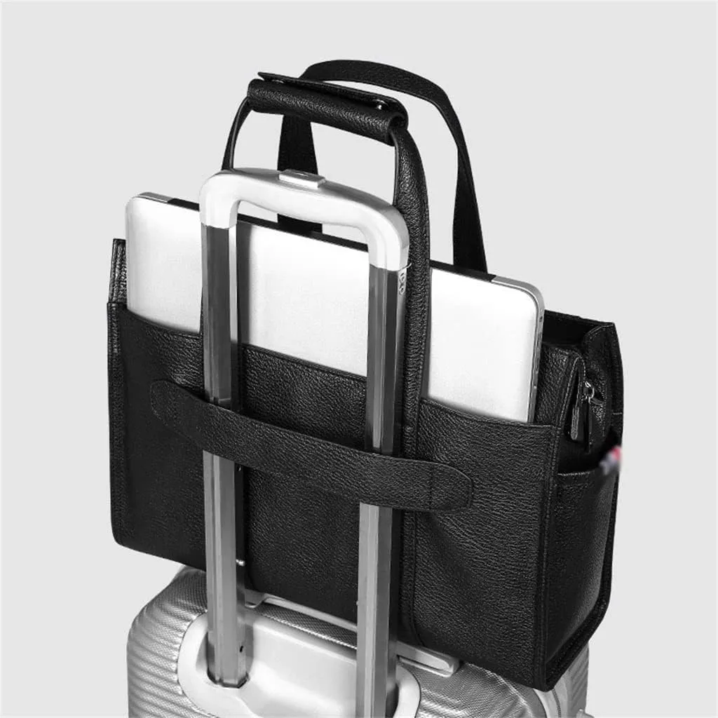 CSCDD Men's Bag Leather Handbag Cowhide Computer Bag 15.6 Inch Business Large Capacity Briefcase Crossbody Bag