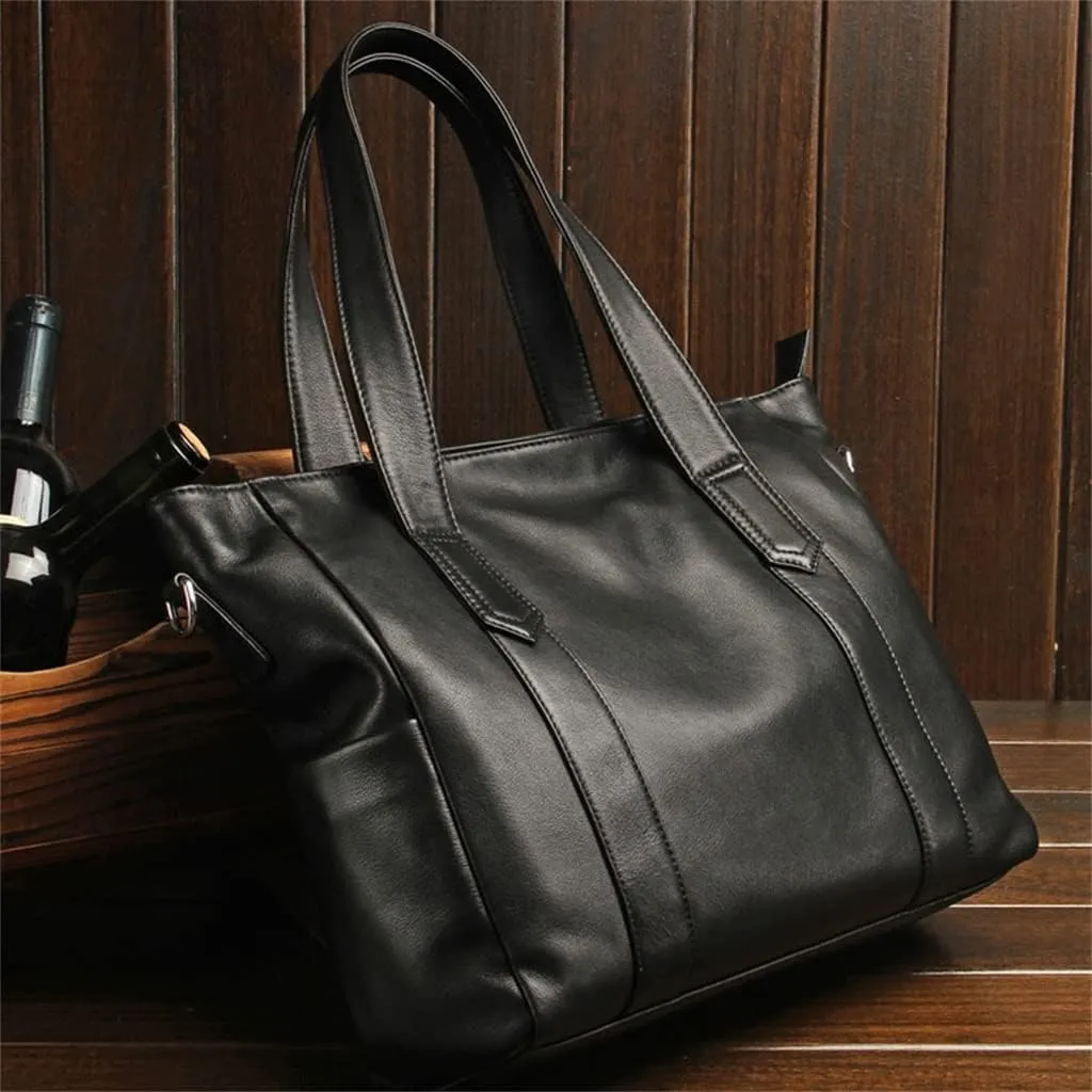 CSCDD Men's Bag Leather Handbag Men's Business Briefcase Layer Cowhide Leather Computer Bag