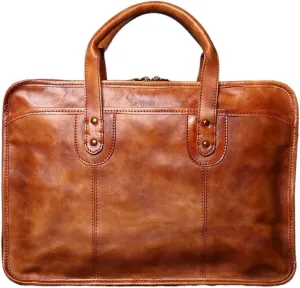 CSCDD Retro Men's Briefcase Cowhide Handbag Travel Bag Handmade Leather Laptop Business Bag Shoulder Crossbody Bag