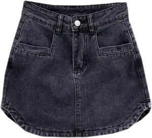 Denim Skirt Shorts for Women High Waisted Zipper Button Casual Mini Jean Skort with Pockets