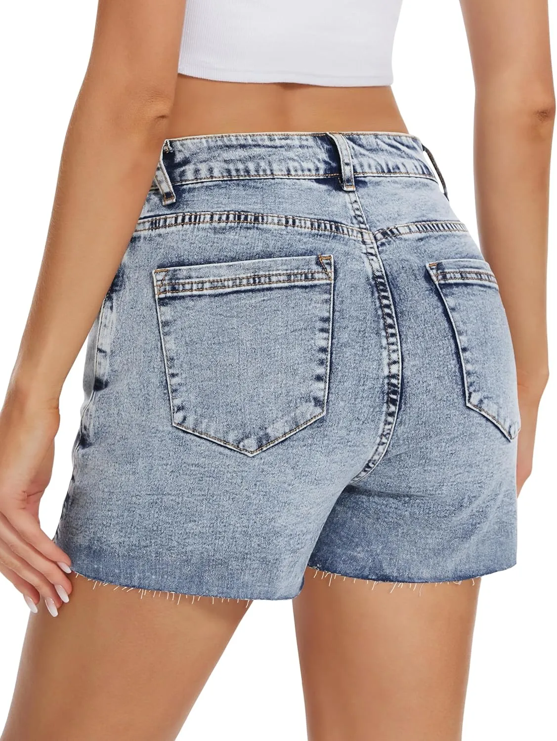 Denim Skort for Women Denim Mini Skirt Casual High Waist Stretch Jean Skirt with Pockets