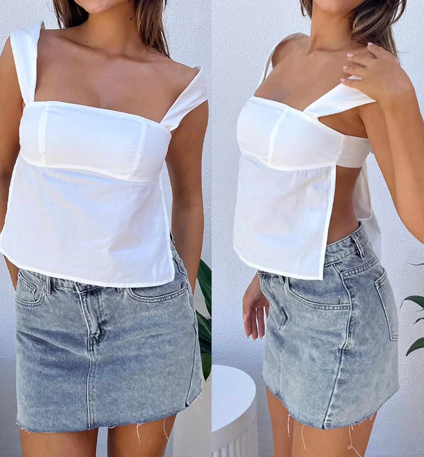 Denim Skort for Women Denim Mini Skirt Casual High Waist Stretch Jean Skirt with Pockets