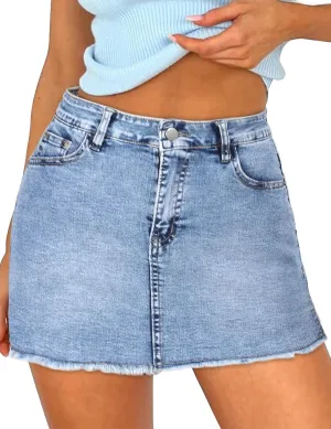 Denim Skort for Women High Waisted Jean Skorts for Woman Mini Denim Skirt with Shorts Stretch with Pockets Y2k