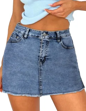 Denim Skort for Women High Waisted Jean Skorts for Woman Mini Denim Skirt with Shorts Stretch with Pockets Y2k