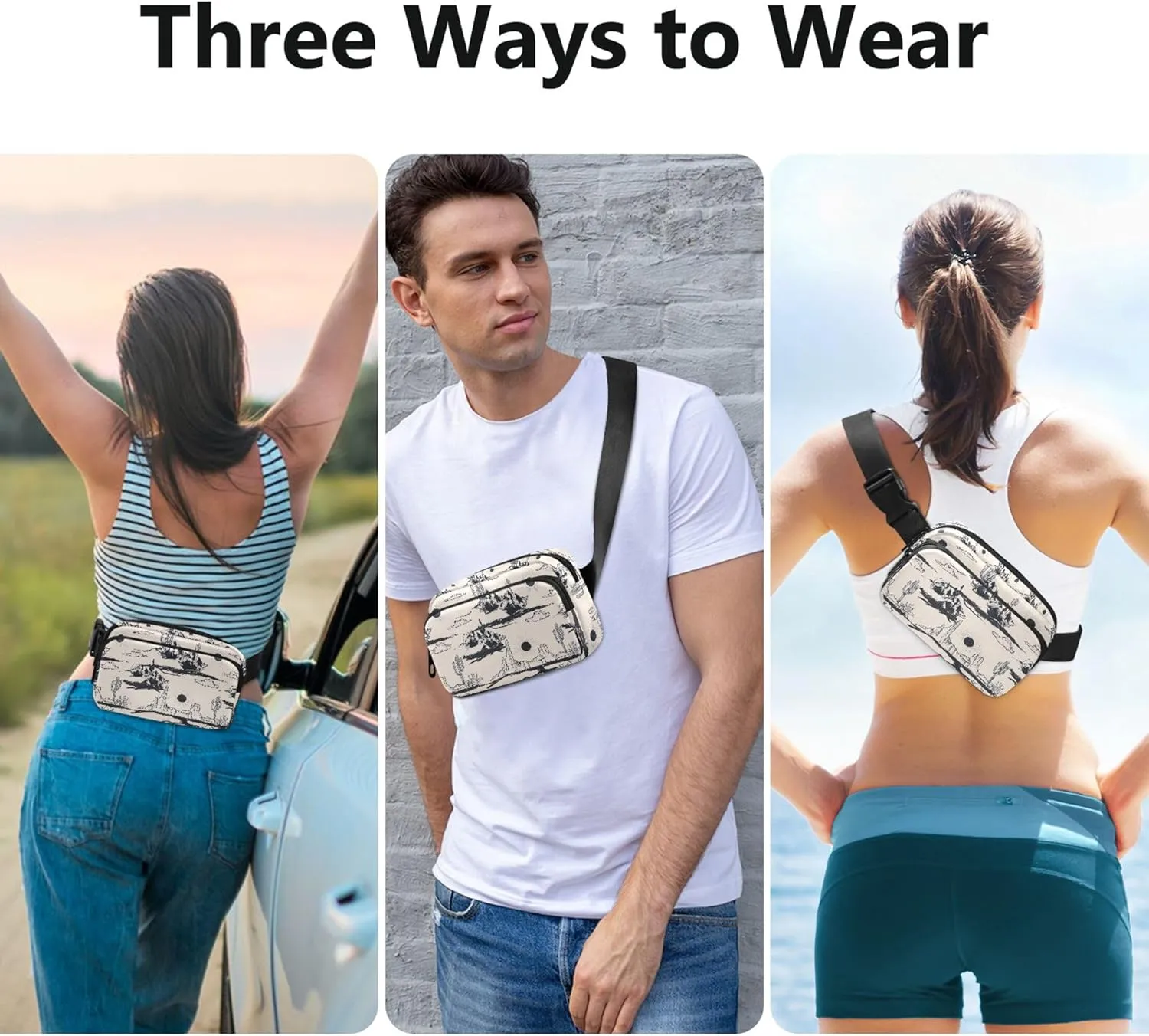 Desert Adventure Cactus Women Fanny Packs Waterproof Hip Bag Belt Purse Cute Travel Waist Pouch