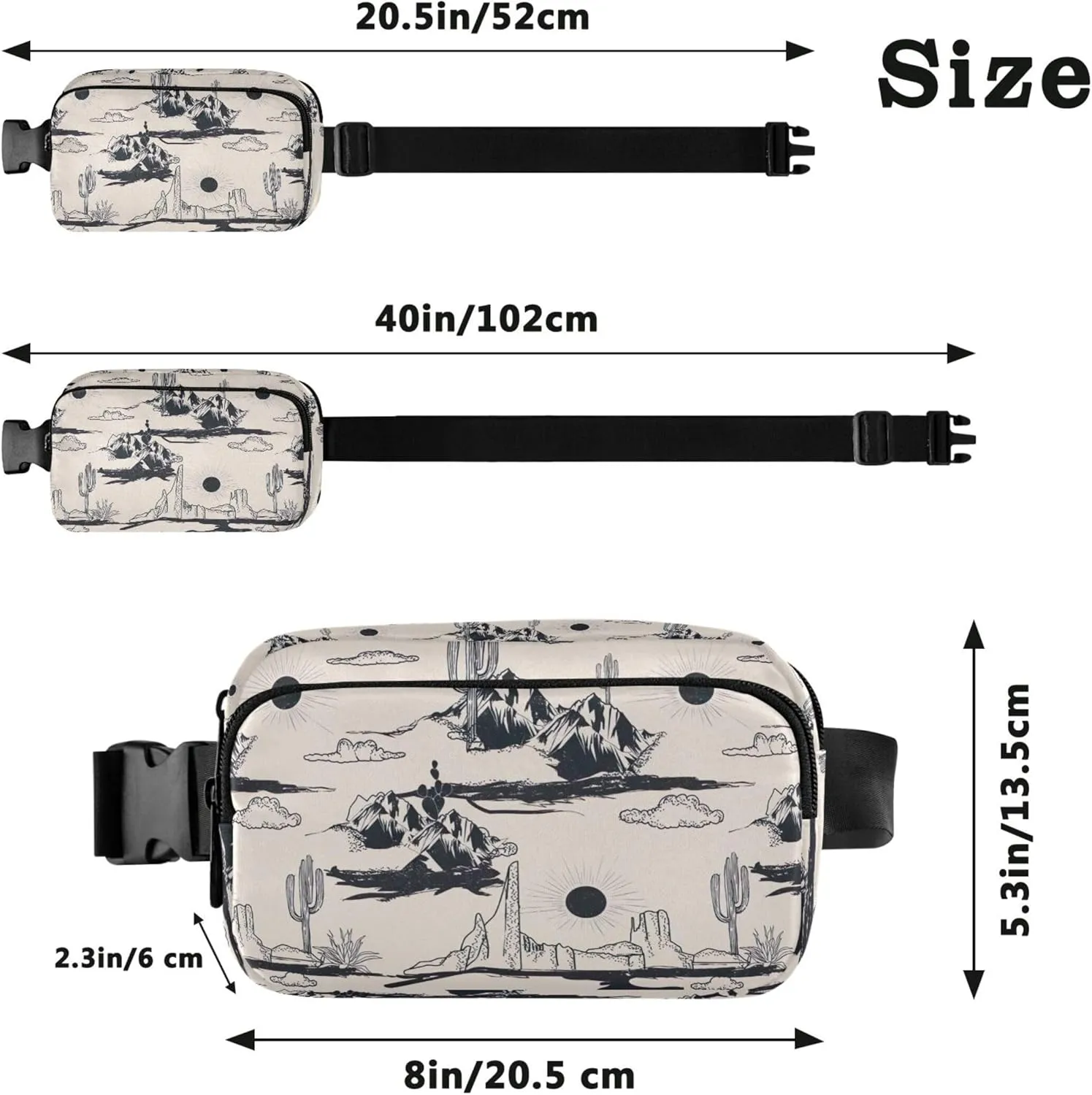Desert Adventure Cactus Women Fanny Packs Waterproof Hip Bag Belt Purse Cute Travel Waist Pouch