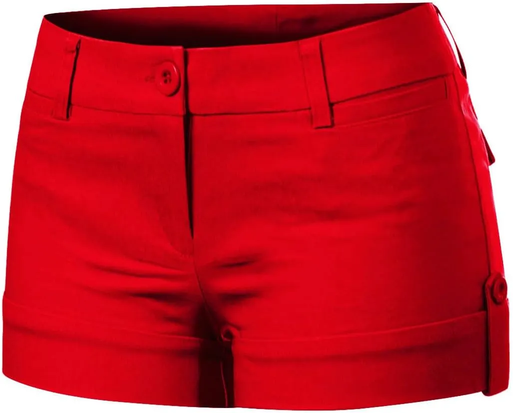 Design by Olivia Women's Body Enhancing Comfort Modern City Cuffed Short with Pockets