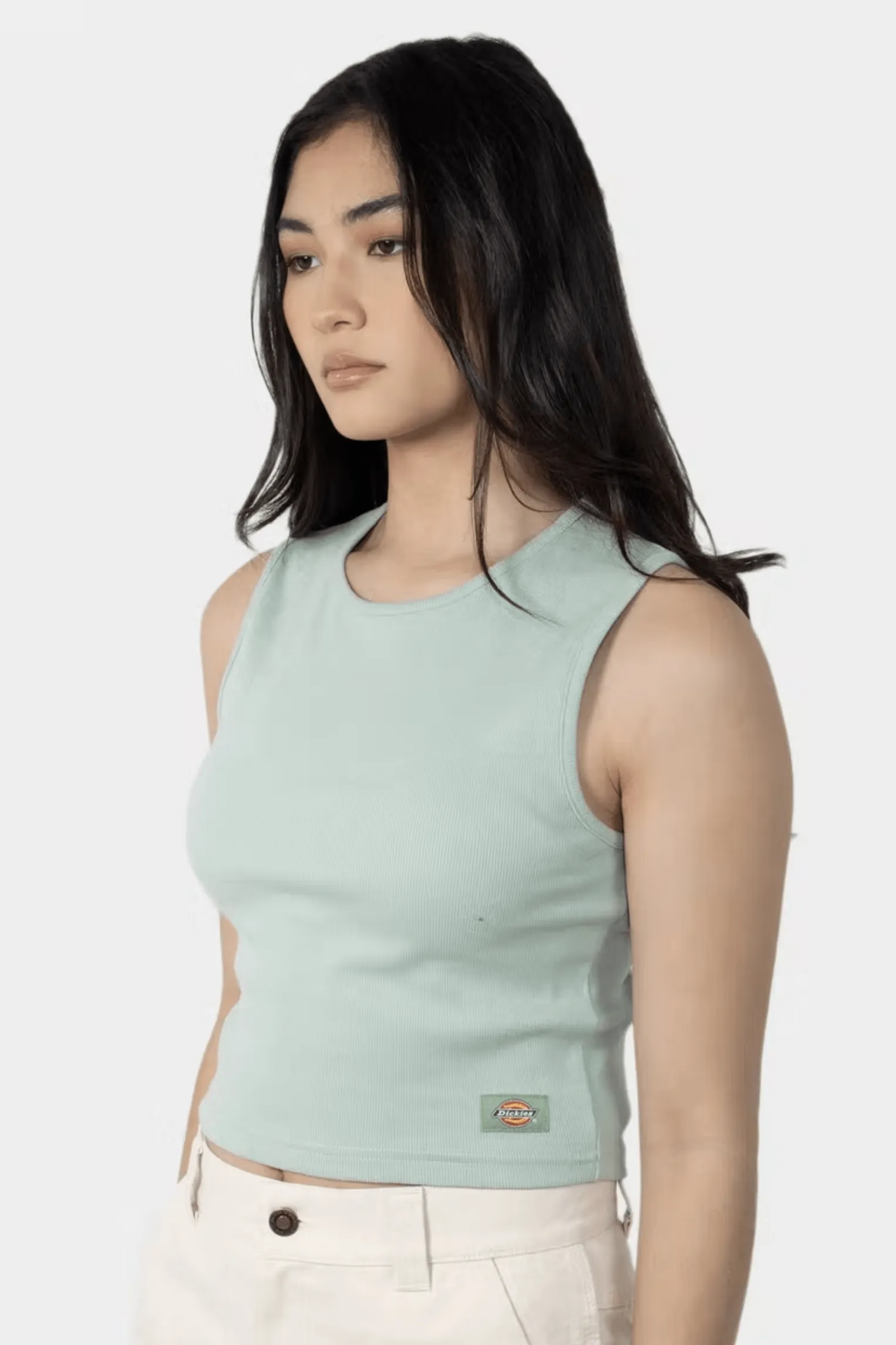 DICKIES ESSENTIAL RIB CROP MUSCLE TANK - JADE