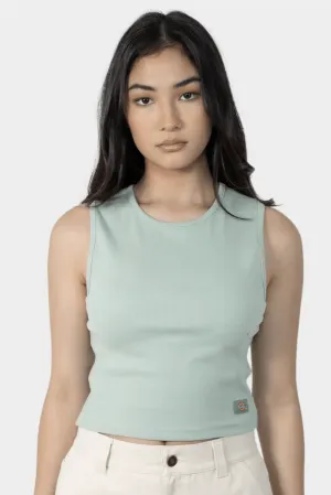 DICKIES ESSENTIAL RIB CROP MUSCLE TANK - JADE