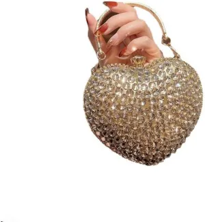 Dinner Bag Women's Shiny Mini Clutches Heart Evening Bag Lady Wedding Party Purse