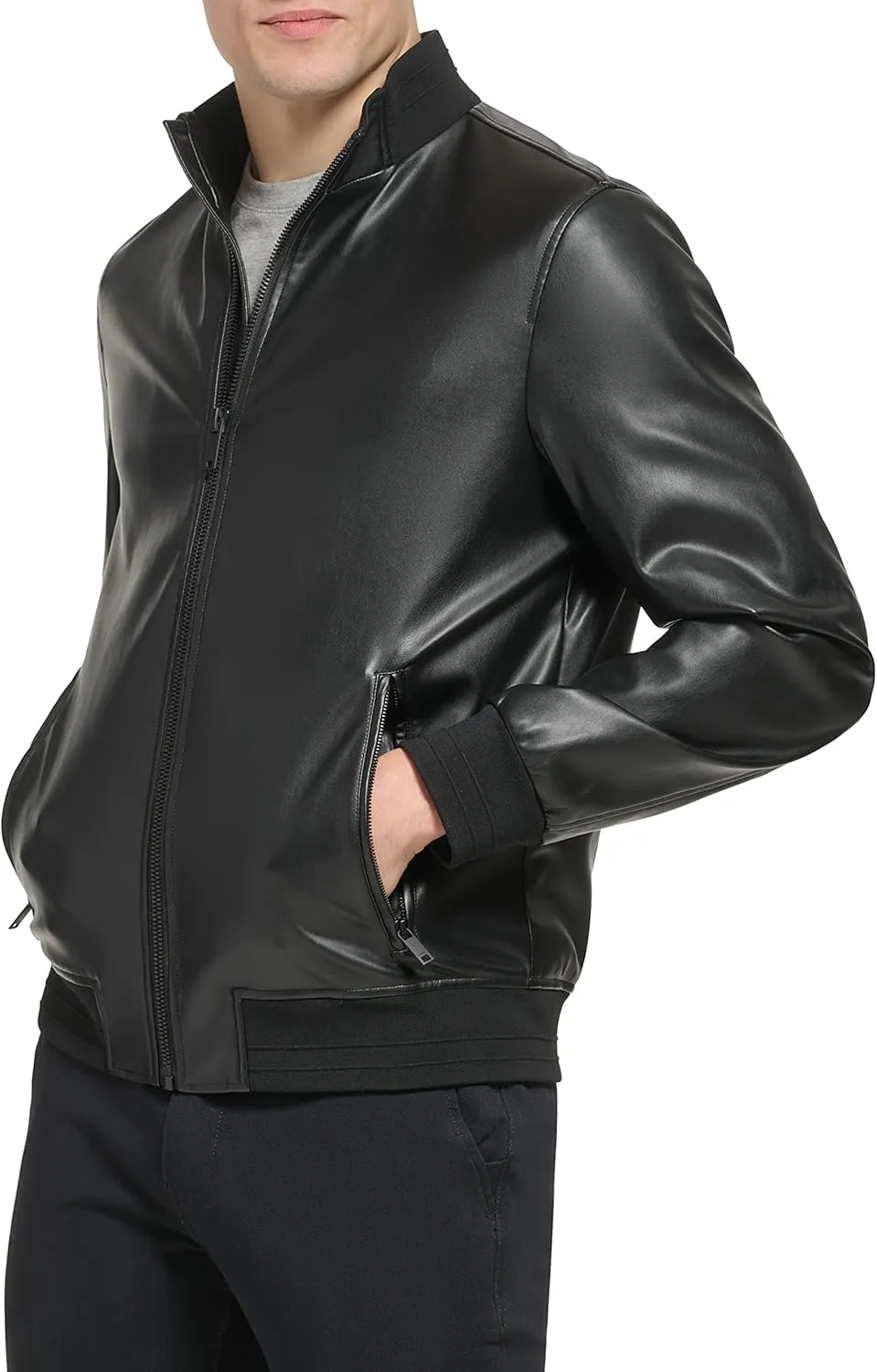 DKNY Men's Modern Knit Collar Bomber Jacket
