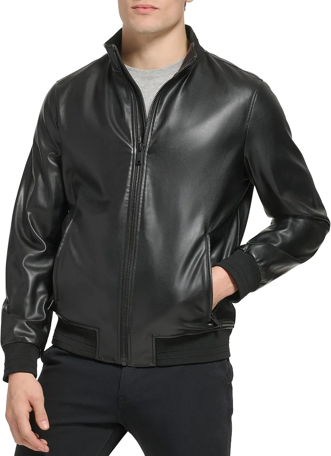 DKNY Men's Modern Knit Collar Bomber Jacket