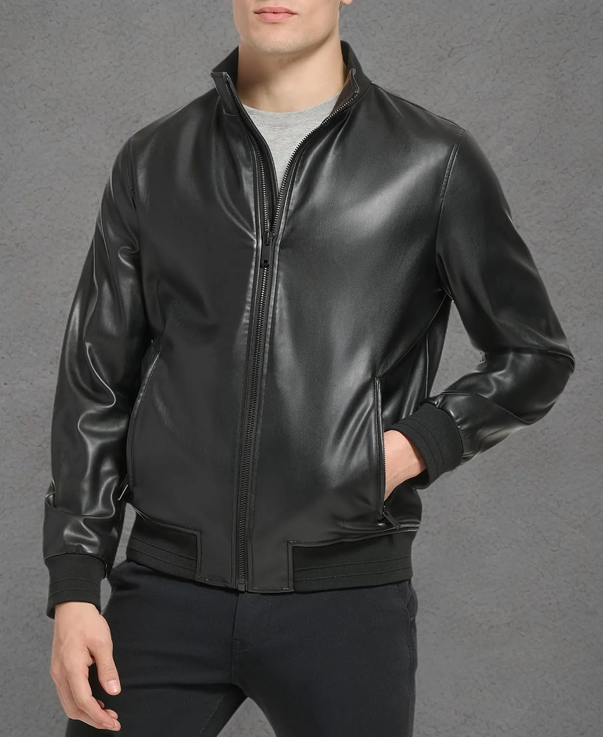 DKNY Men's Modern Knit Collar Bomber Jacket