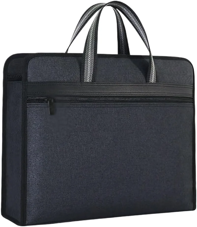 Document Bag, Portable Information Bag, Business Zipper Document Bag, Conference Large Capacity Briefcase(E)