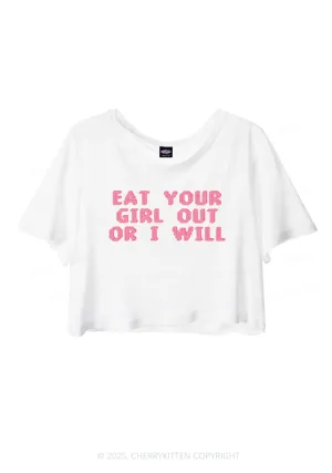 Eat Your Girl Out Pride Y2K Sheer Crop Tee Cherrykitten
